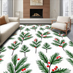 Festive Greenery Red Berry Sprigs Rug
