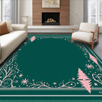 Whimsical Pink Evergreen Border Rug