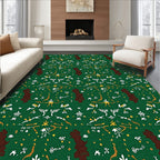 Forest Green Abstract Animal Scroll Rug