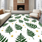 Dark Green Fern Starry Night Background Rug