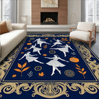 Dancing Figures Orange Pumpkins Autumn Border Rug