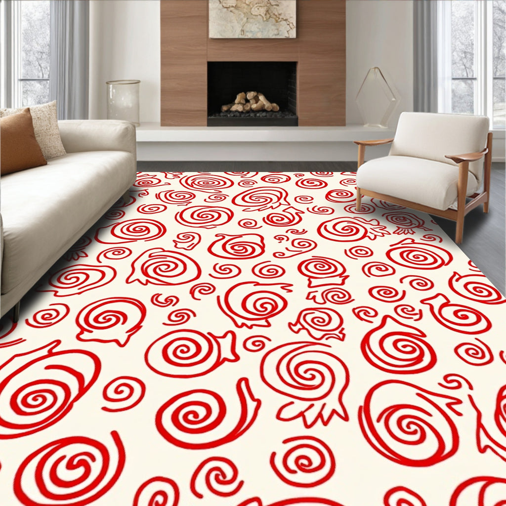 Crimson Swirl Organic Forms Rug