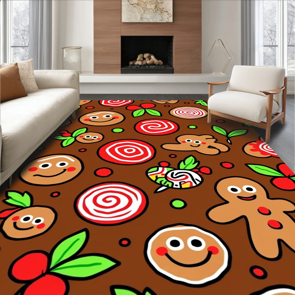 Brown Gingerbread Man Holiday Cookie Rug