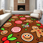 Brown Gingerbread Man Holiday Cookie Rug