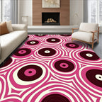 Retro Pink Vinyl Circles Rug