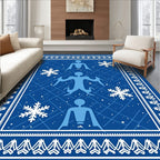 Blue Winter Figures Snowflake Snowfall Rug