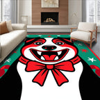 Jolly Red Dog Face Snowflake Border Rug
