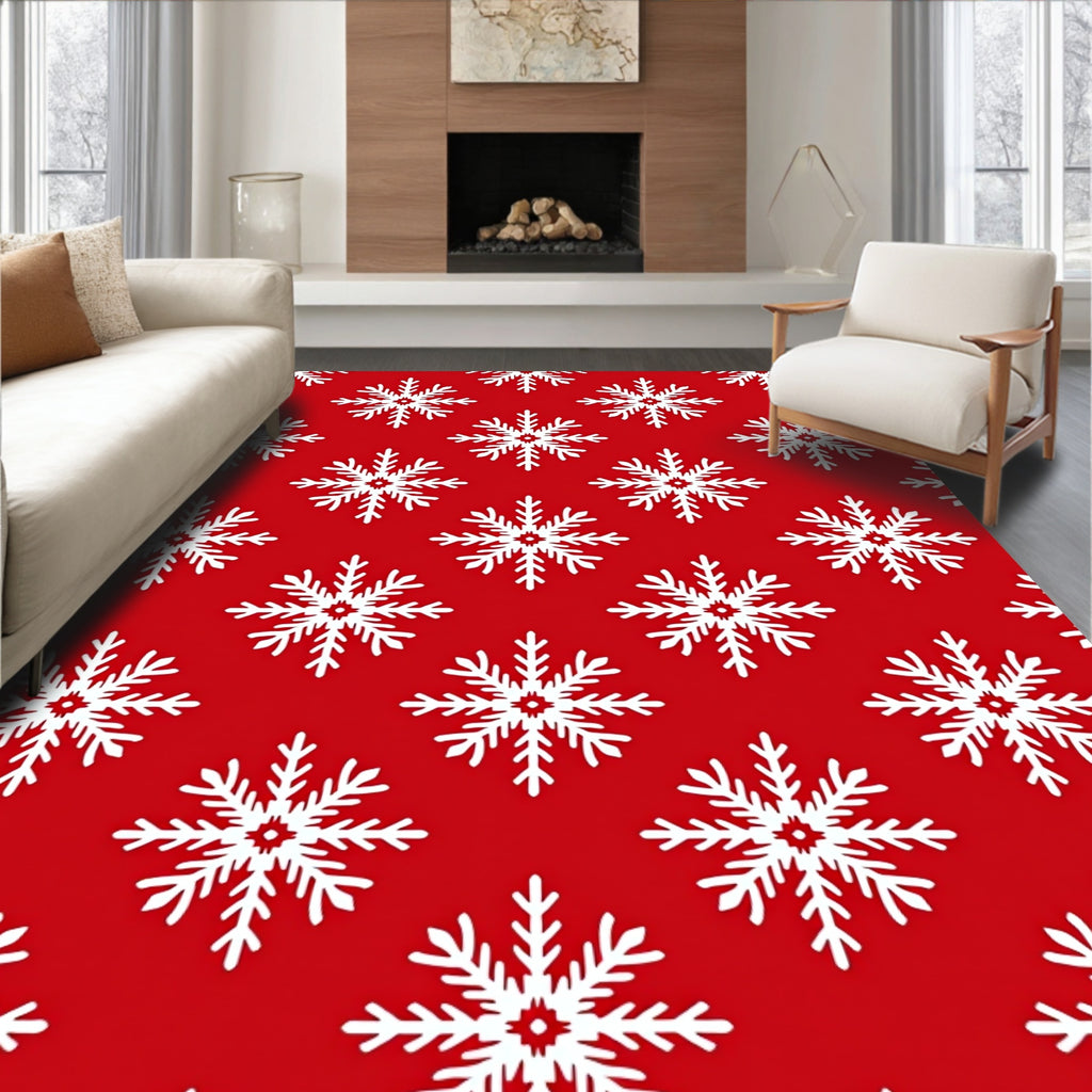 Crimson Snowflake Repeat Rug