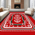 Red White Folk Art Star Medallion Rug