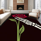 Crimson Rose Skeleton Hand Rug