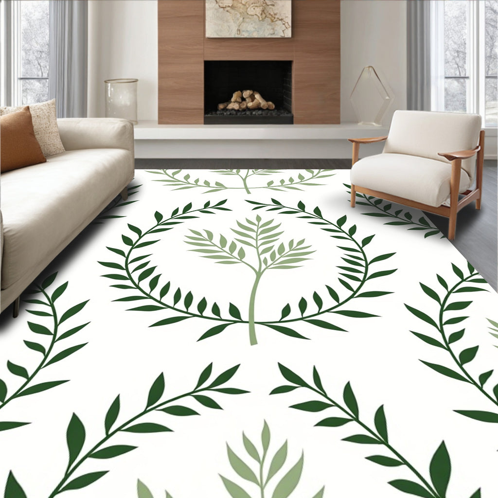 Verdant Green Leafy Branches Rug