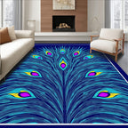 Vibrant Teal Peacock Feather Eyesight Rug