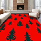 Crimson Forest Silhouette Trees Rug