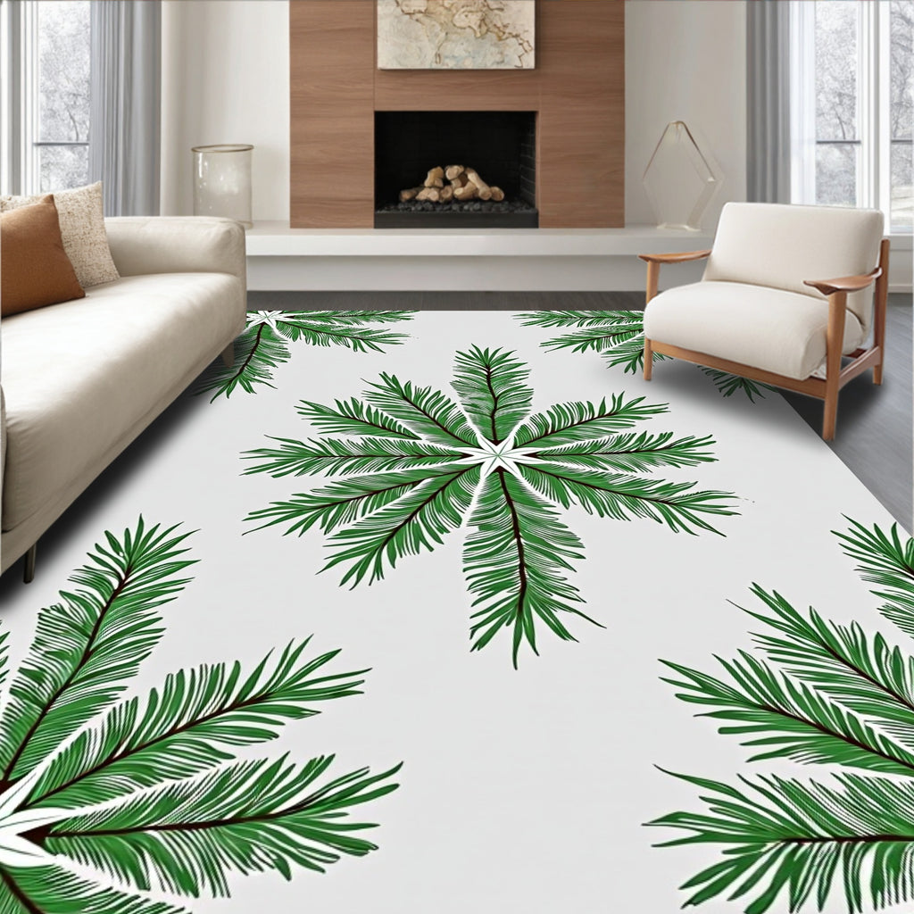 Green Palm Frond Mandala Rug