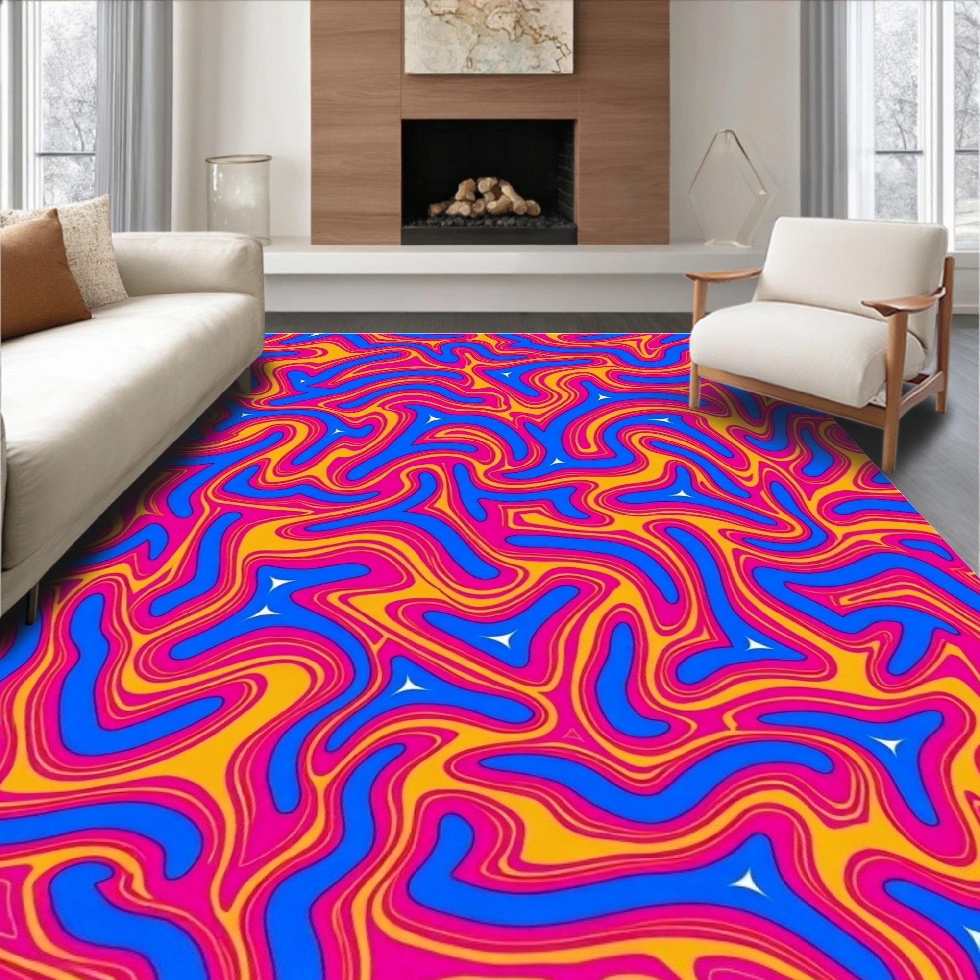 Vibrant Abstract Swirls Rug