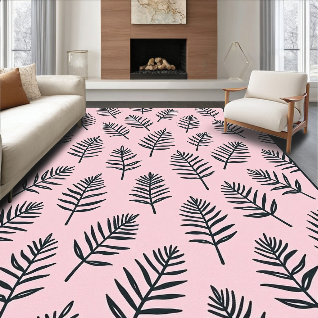 Pink Palm Frond Scatter Rug