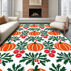Autumn Orange Pumpkin Leaf Scatter Rug
