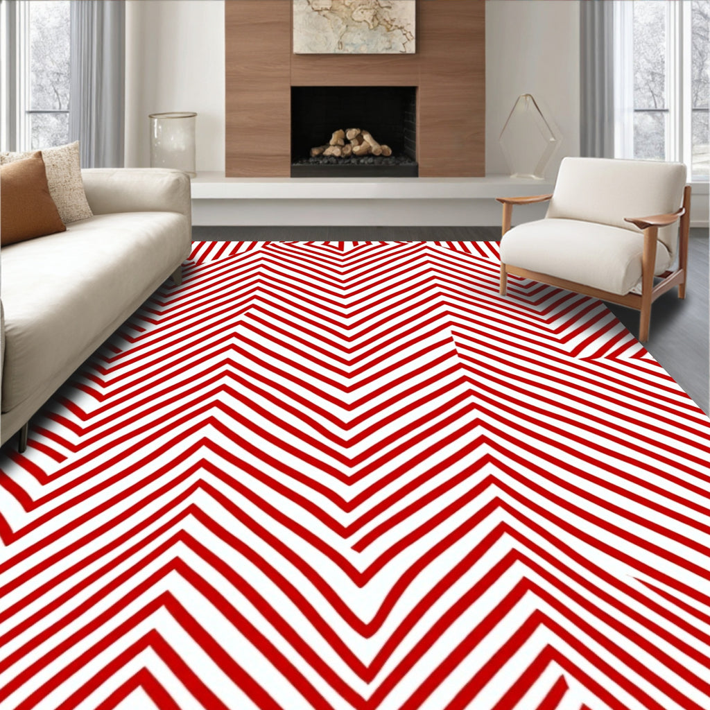 Bold Red Jagged Stripe Rug