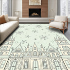 Whimsical Winter Castle Snowflake Scene Rug