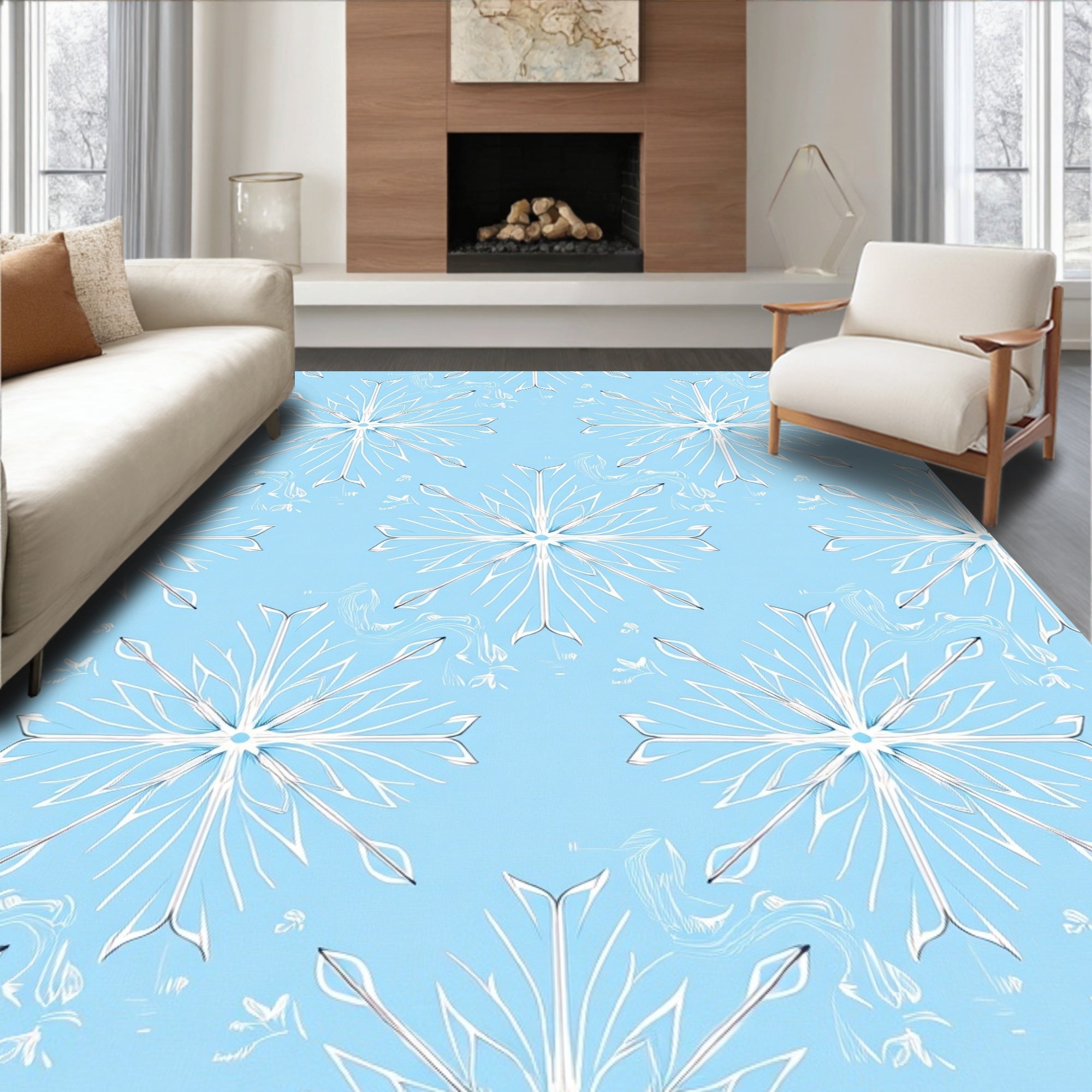 Winter Sky Snowflake Medallion Rug