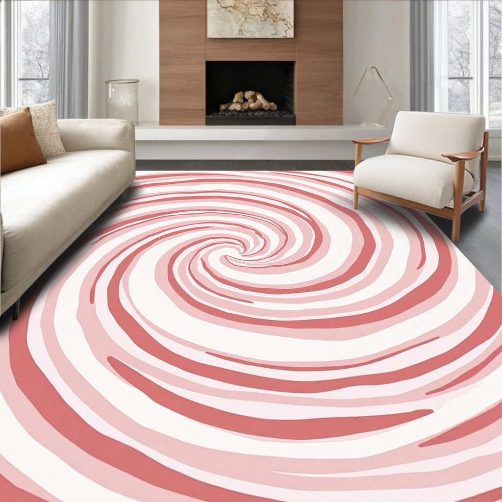 Coral Pink Swirl Wave Rug