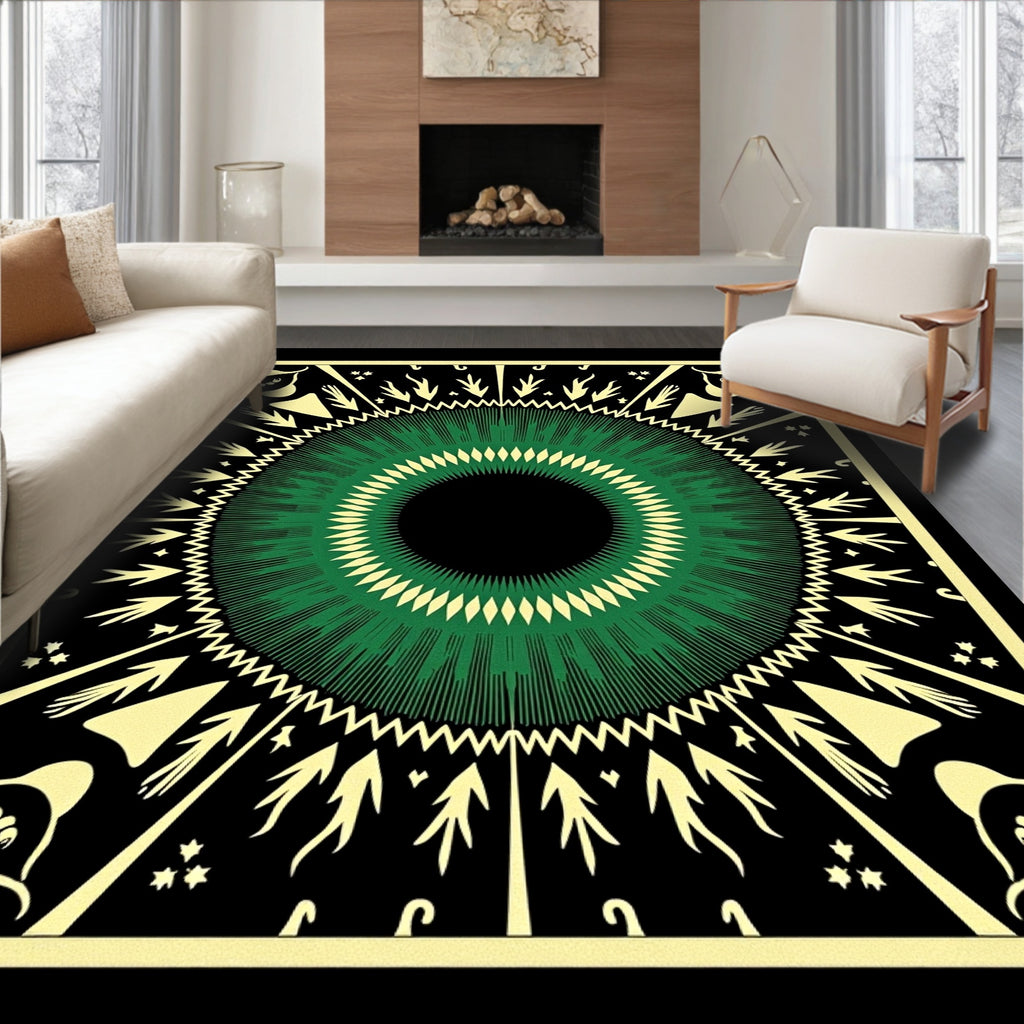 Green Yellow Eye Mandala Rug