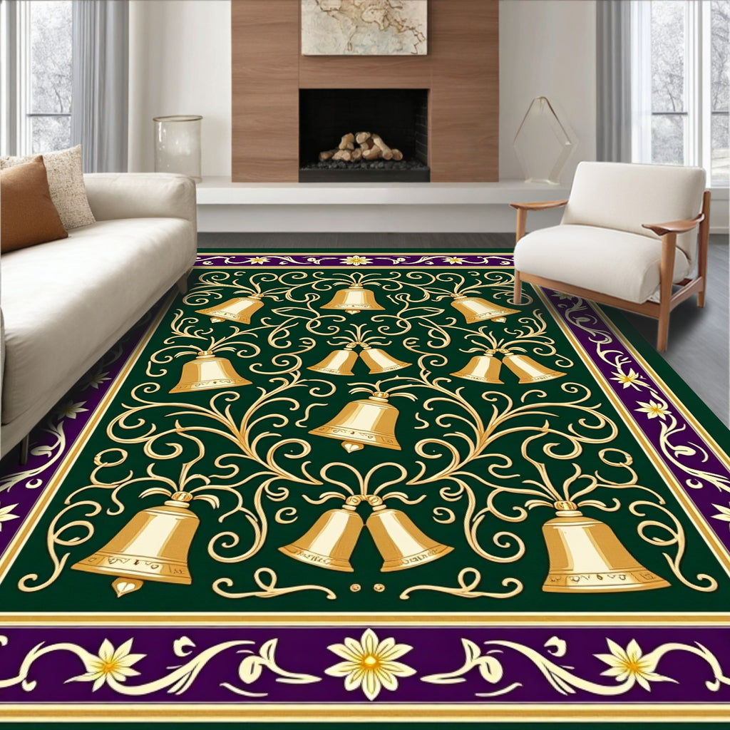 Gilded Bell Vine Floral Border Rug