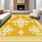Golden Ochre White Filigree Medallion Rug