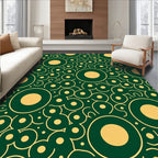 Green and Gold Concentric Circle Bubbles Rug