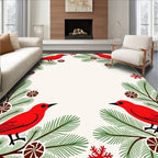 Red Cardinals Fir Sprig Ornament Rug