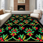 Bold Red Green Berry Garland Rug