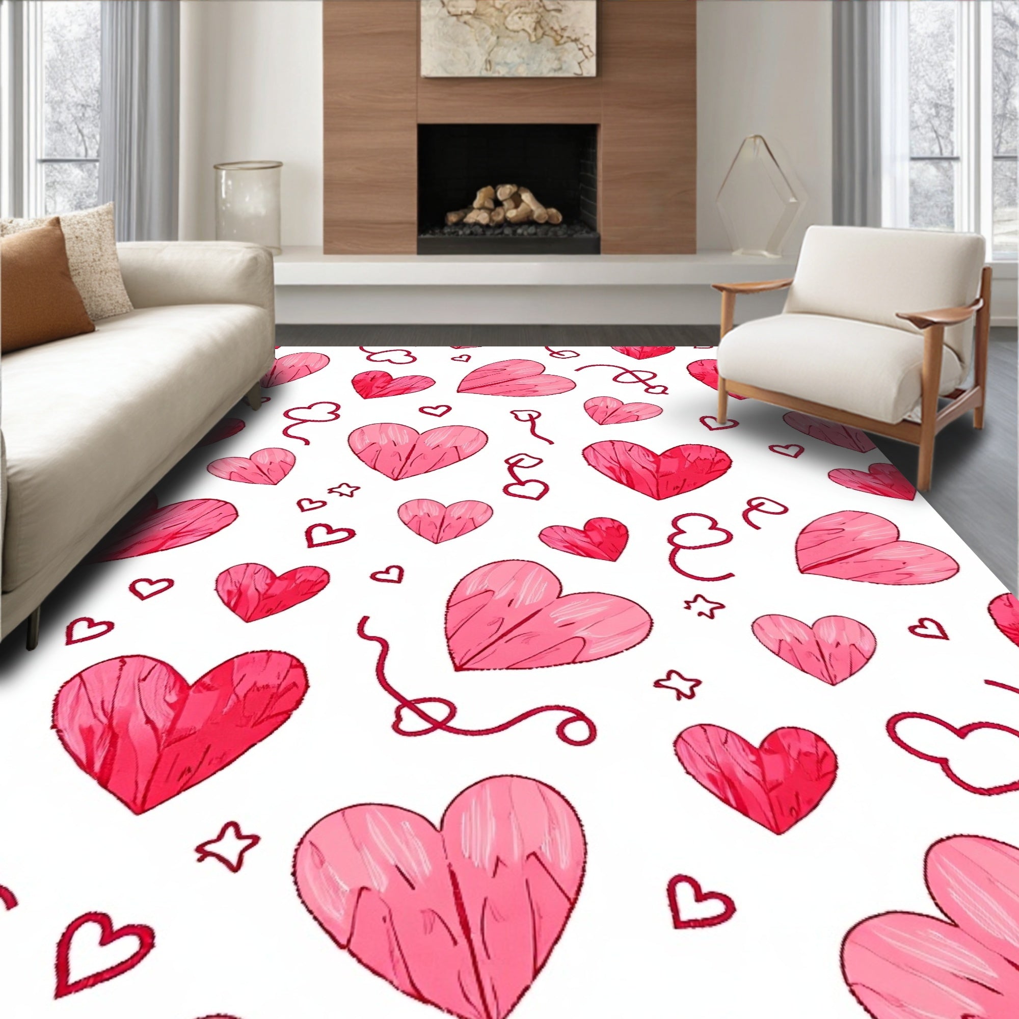 Sweet Pink Heart Collage Rug