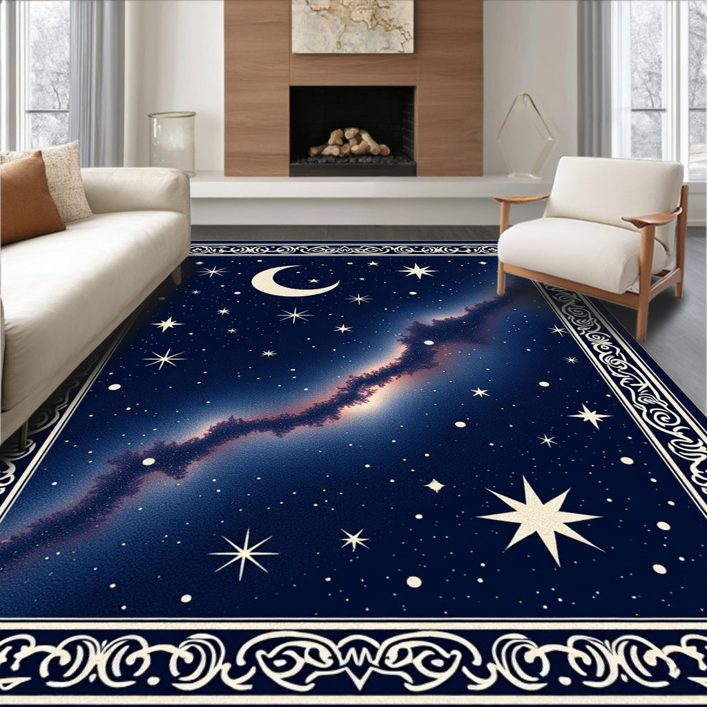 Cosmic Midnight Celestial Moon Starry Rug