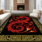 Bold Red Dragon With Golden Border Rug