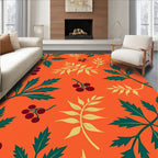 Orange Green Berry Leaf Sprig Rug