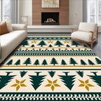 Forest Trees Golden Stars Festive Stripes Rug
