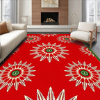 Red Sunburst Star Medallion Rug