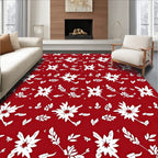 Crimson White Floral Botanical Scatter Rug