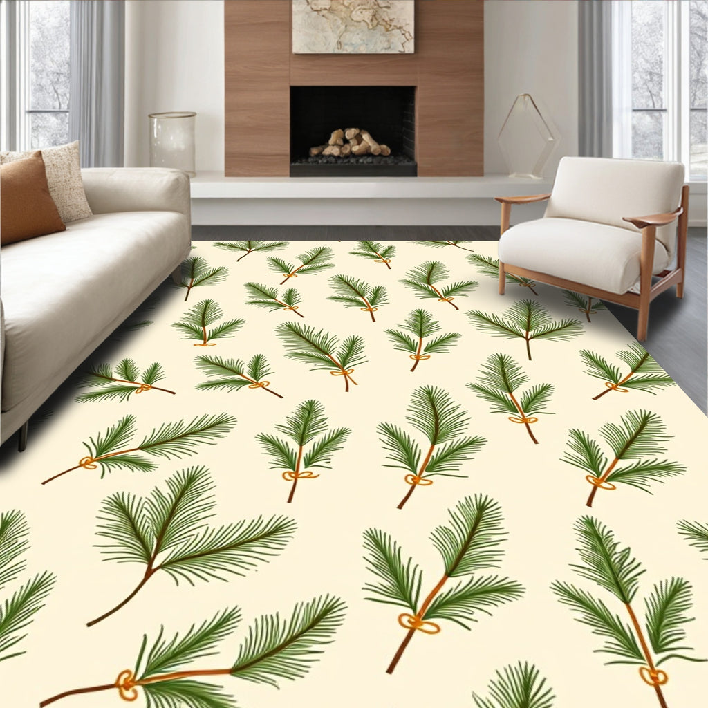 Christmas Pine Branch Repeating Pattern Rug