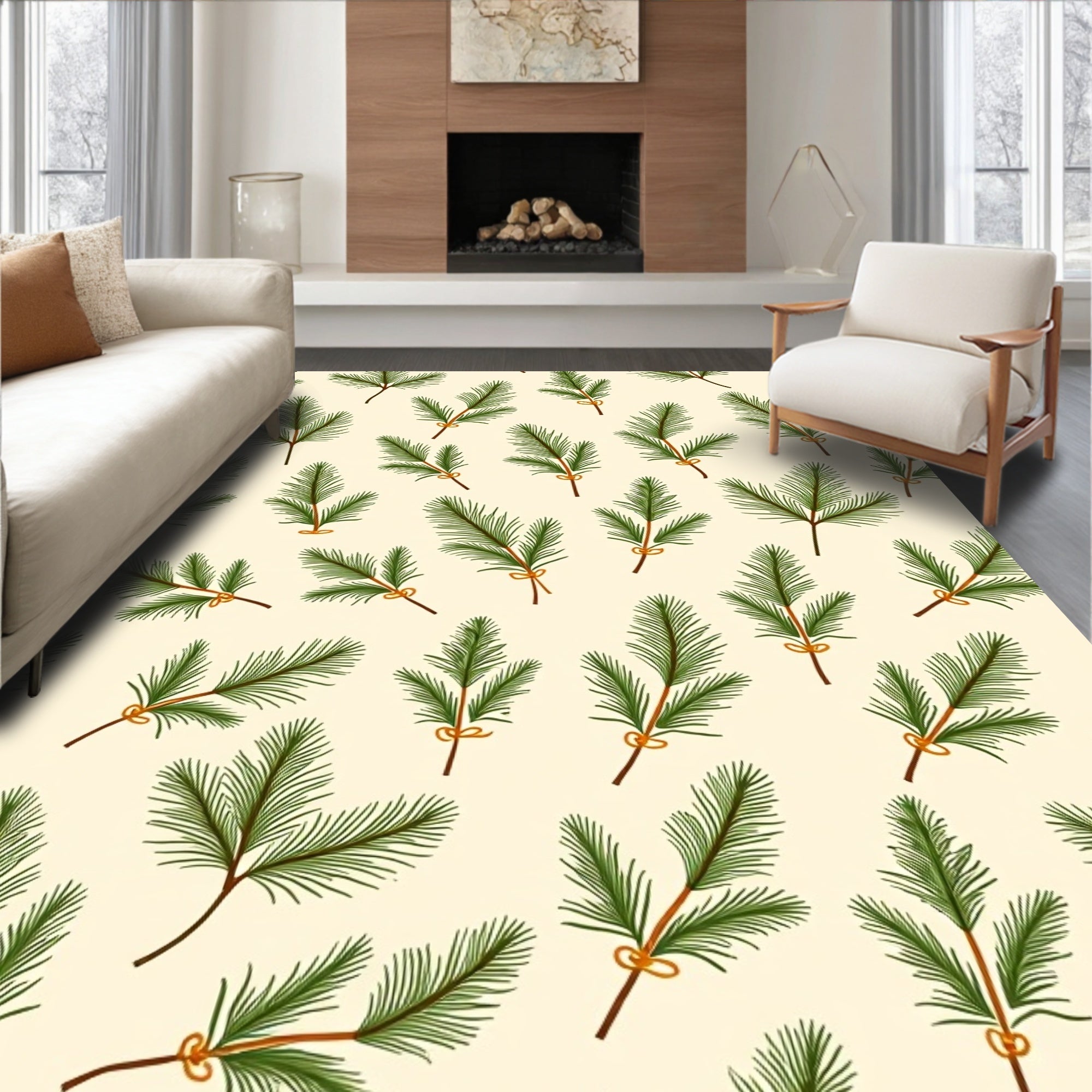 Christmas Pine Branch Repeating Pattern Rug