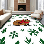 Cozy Brown Critter Winter Snowflakes Rug