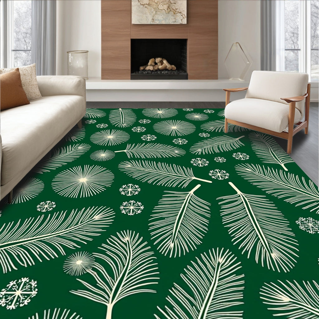 Emerald Pine Needle Snowflake Medley Rug