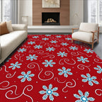 Red Snowflake Swirl Medallion Rug