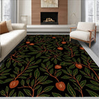 Dark Garden Lush Green Fruit Branches Rug