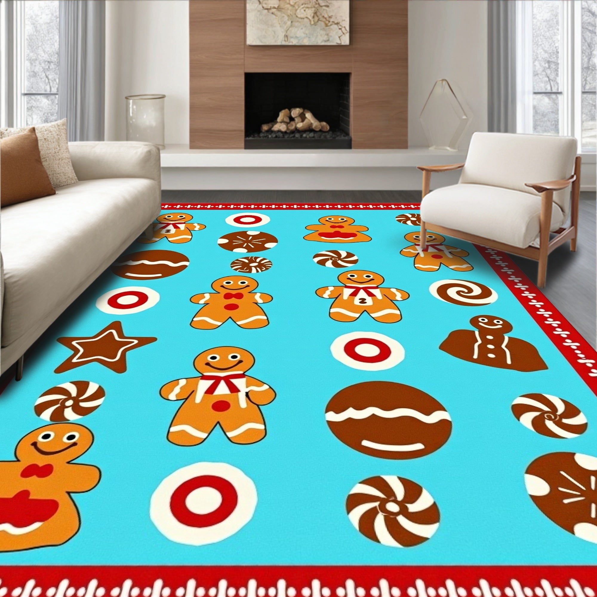 Whimsical Gingerbread Cookie Holiday Rug
