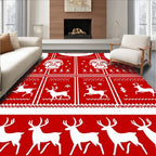 Red White Festive Reindeer Portrait Rug