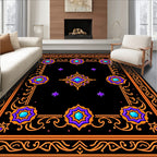 Ornate Black Jewel Starburst Rug