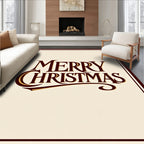 Elegant Crimson Merry Christmas Script Rug