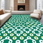 Teal White Abstract Organic Geometric Rug