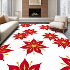 Vibrant Red Gold Floral Bloom Rug